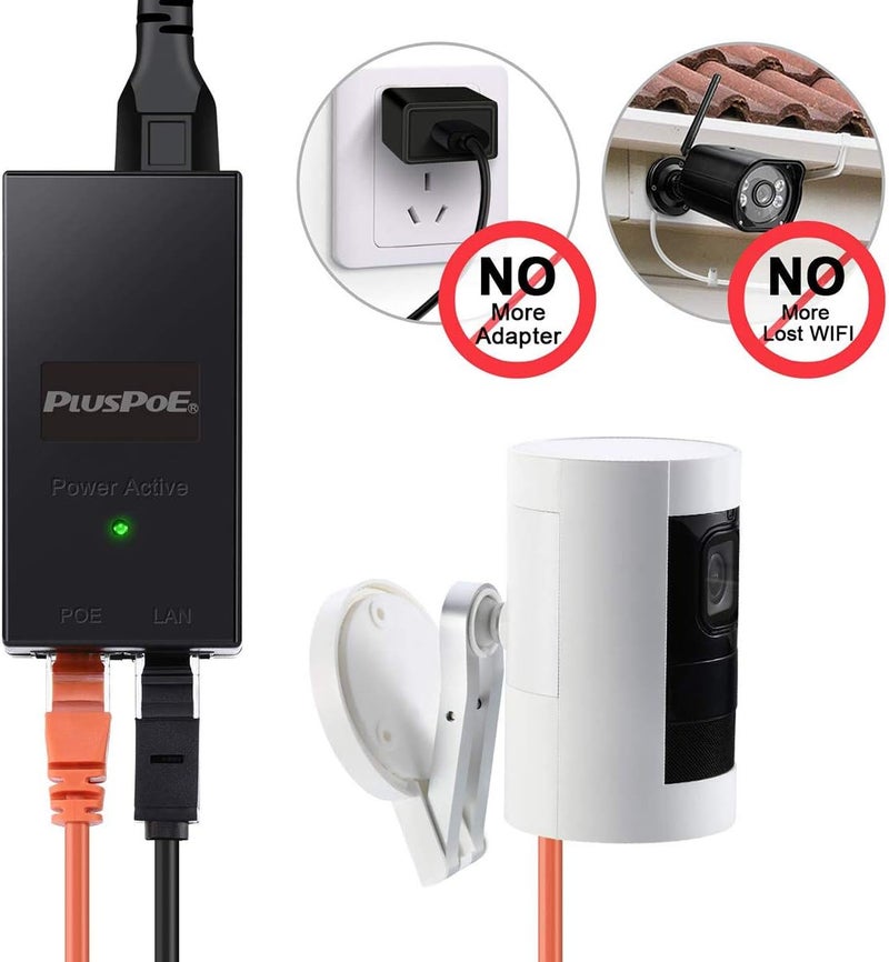 PLUSPOE PoE Injector, 48V 30W Power Over Ethernet Adapter, 10/100Mbps IEEE802.3af/at Compliant for Most Polycom/Aastra/Ubiquiti/Amcrest/Realink IP Camera and Phones - Image 2