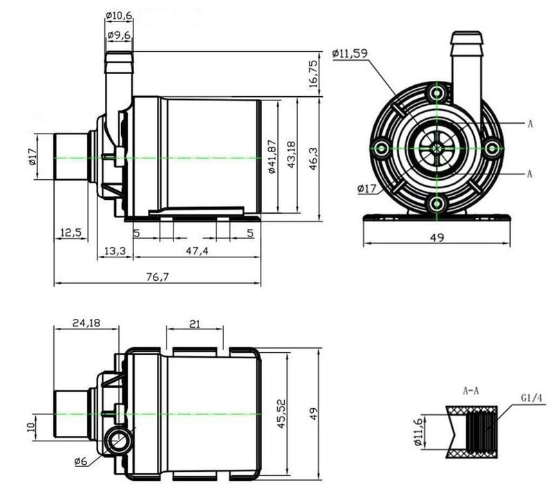 SENSTREE ZAOJIAO Brushless Centrifugal Submersible Water Pump 800L/H 210GPH 5M/16ft for Fountain Pool Solar Circulation System Water Circulation System (DC 12V) - Image 5
