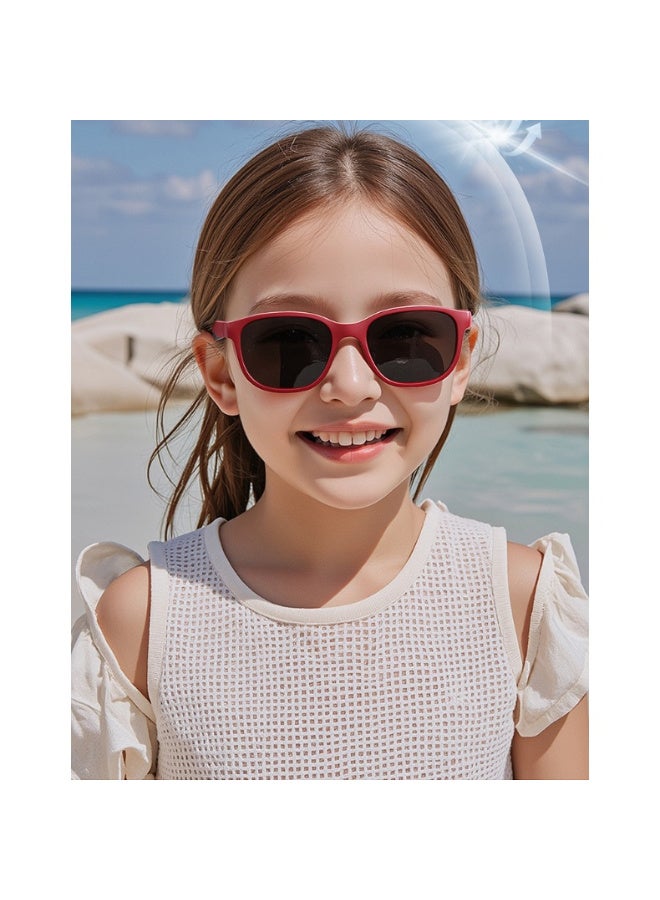 ZESITH 2026 New Fashion Polarized Kids Sunglasses, Ultra Light Sports UV Protection Sun Glasses S702 - Red Black - Image 4