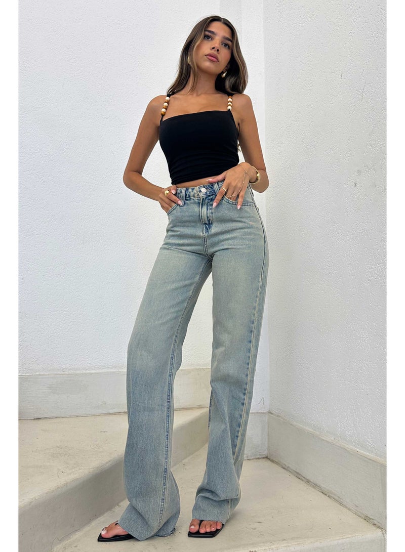 CIZARO Straight-Leg - High-Waist Light Vintage Blue Jeans  - Image 1