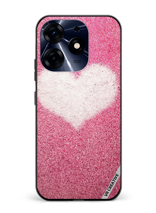 VR CREATIVE Protective Case Cover For Tecno Spark 10 Pro Pink with white heart Design Multicolour - Image 1