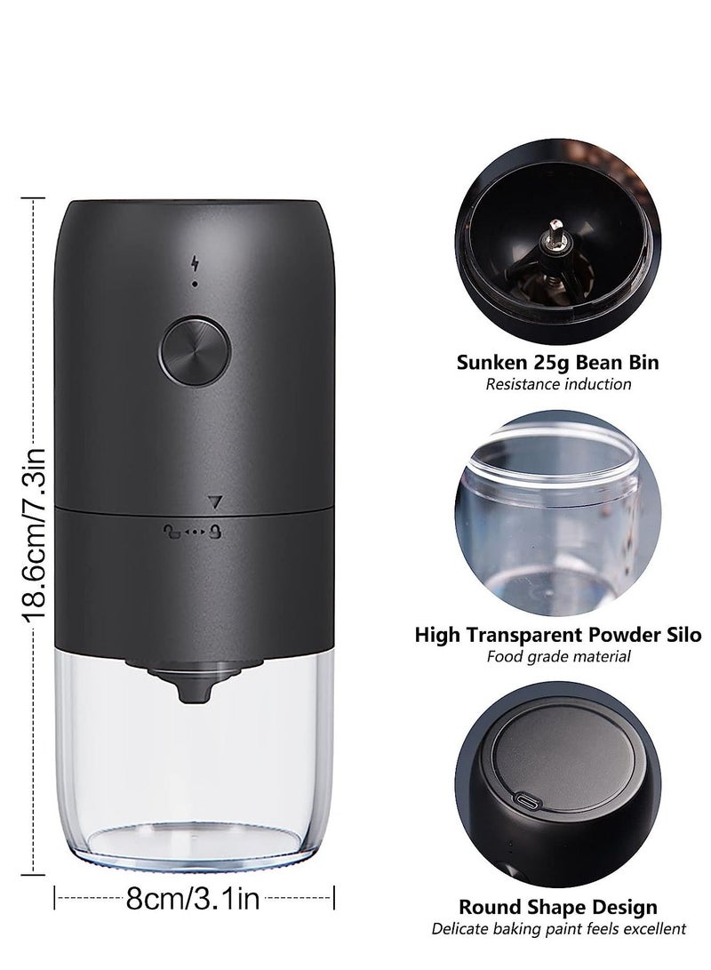 ايكي ايك مطحنة القهوة الكهربائية، قابلة لإعادة الشحن عبر USB، مطحنة حبوب البن المطحونة الخشنة والقابلة للتعديل تلقائيًا مع فرشاة تنظيف وكابل شحن للمنزل والمكتب والمطاعم والسيارات الخارجية والداخليةمطحنة القهوة - Image 3