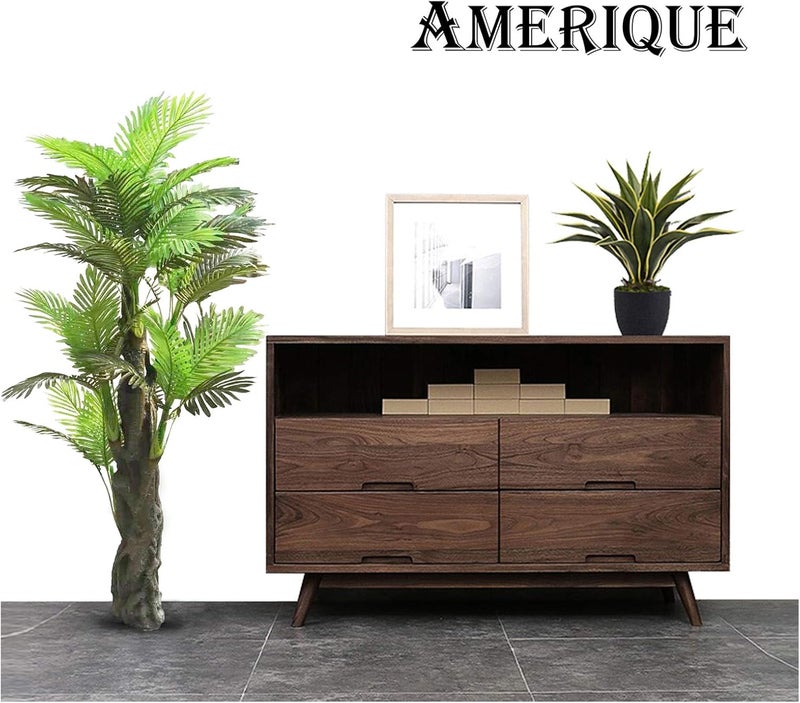 AMERIQUE نبات النخيل الاصطناعي الاستوائي متعدد الرؤوس بارتفاع 6 أقدام من AMERIQUE بتقنية اللمس الحقيقي مع حماية من الأشعة فوق البنفسجية جودة فائقة باللون الأخضر - Image 3