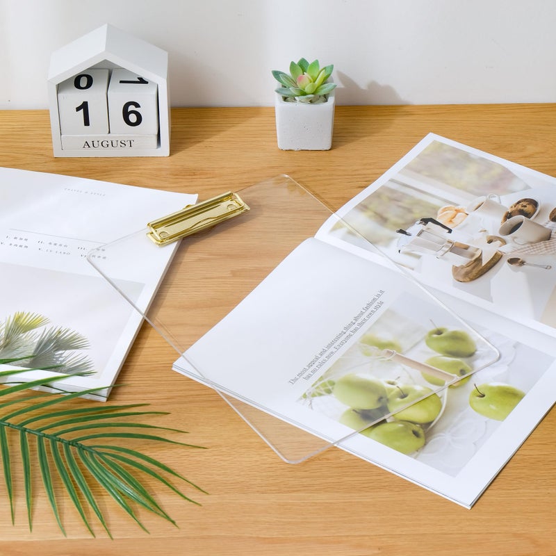 JIARI 2 Pack Clear Acrylic Office Clipboard A4 Letter Size 8.6" x 12.2" (Gold) - Image 3