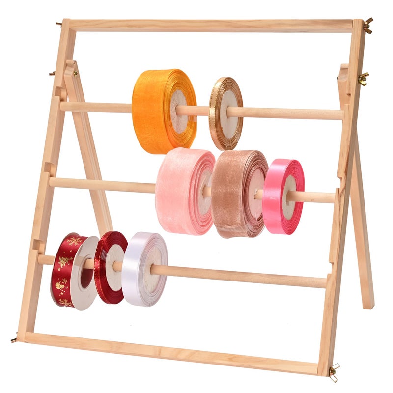 Sparkle Race Sparkle Race Wooden Ribbon Holder Mesh Arts  Crafts Supplies Christmas Ribbon Storage Sticker Roll Holder Sewing Thread Organizer Spool Rack