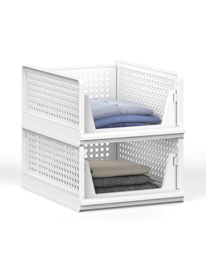 GGEROU 2 Pack Wardrobe Drawer Boxes, Stackable Wardrobe Organiser, Foldable Storage Boxes for Home Organization - Image 1