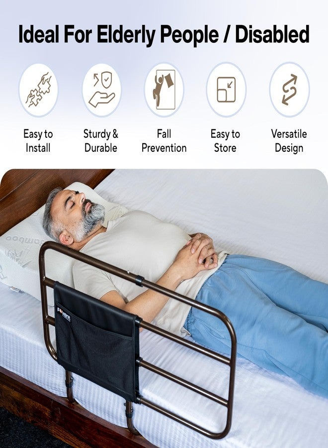 FOVERA Adjustable Bed Safety Rail for Adults, Elderly, Seniors & Surgery Patients – Assist Bar with Storage Pocket for Fall Prevention, Fits Any Bed & Eases Getting In & Out of Bed (Made in India) - Image 2