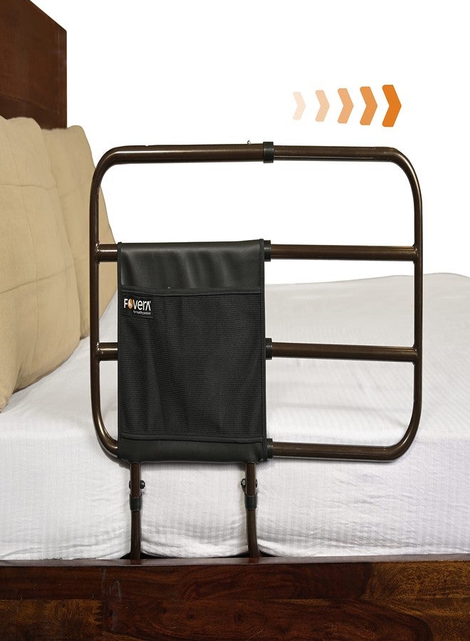 FOVERA Adjustable Bed Safety Rail for Adults, Elderly, Seniors & Surgery Patients – Assist Bar with Storage Pocket for Fall Prevention, Fits Any Bed & Eases Getting In & Out of Bed (Made in India) - Image 1