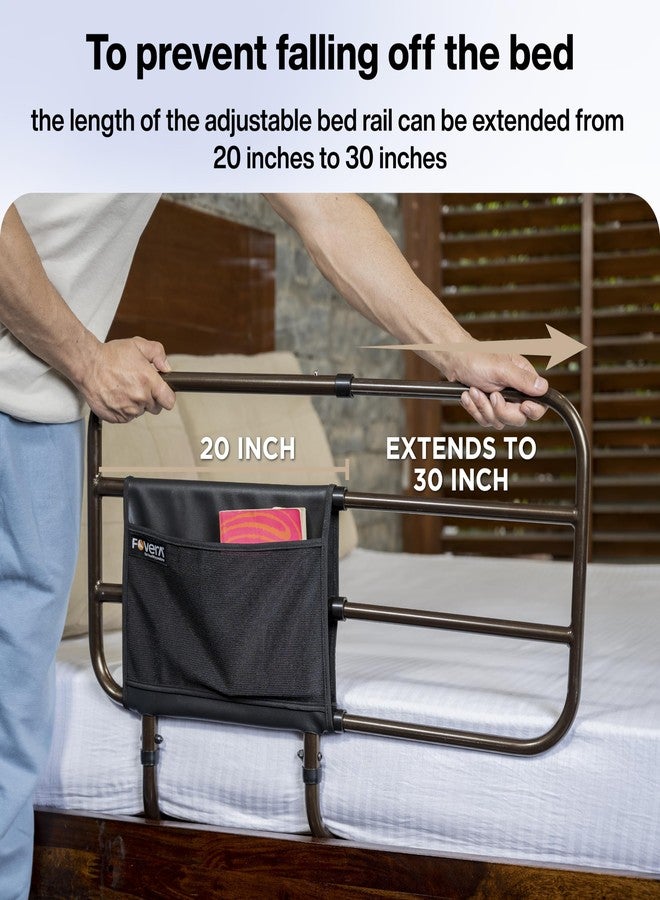 FOVERA Adjustable Bed Safety Rail for Adults, Elderly, Seniors & Surgery Patients – Assist Bar with Storage Pocket for Fall Prevention, Fits Any Bed & Eases Getting In & Out of Bed (Made in India) - Image 3
