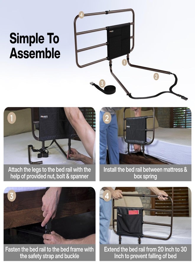 FOVERA Adjustable Bed Safety Rail for Adults, Elderly, Seniors & Surgery Patients – Assist Bar with Storage Pocket for Fall Prevention, Fits Any Bed & Eases Getting In & Out of Bed (Made in India) - Image 5