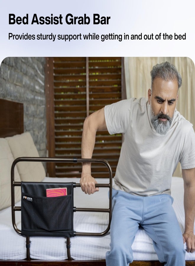 FOVERA Adjustable Bed Safety Rail for Adults, Elderly, Seniors & Surgery Patients – Assist Bar with Storage Pocket for Fall Prevention, Fits Any Bed & Eases Getting In & Out of Bed (Made in India) - Image 4