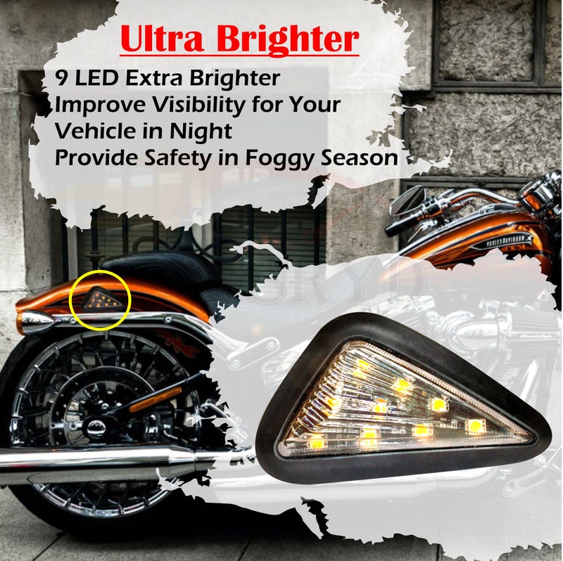 Asryd Motorcycle Turn Signal Smoke Triangle Flush Mount Turn Signal Indicators Amber LED Light Motorbike Lamp Waterproof (Pack of 2) (Pack of 2) For Bajaj Pulsar 220F - Image 2