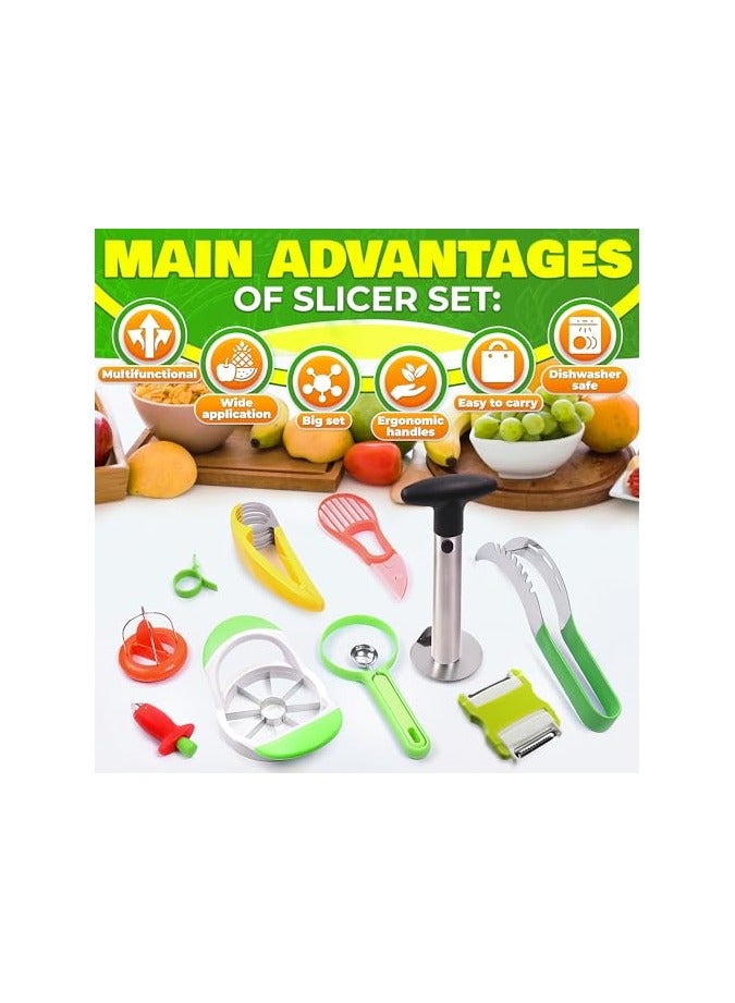 erorex Fruit Slicer Peeler Set of 10-Pineapple Corer,Avocado Knife,Watermelon Slicer,Apple Corer Slicer,Banana Cantaloupe Slicer,Orange Peeler,Strawberry Huller,Vegetable Scraping -Kitchen Fruit Tools - Image 4