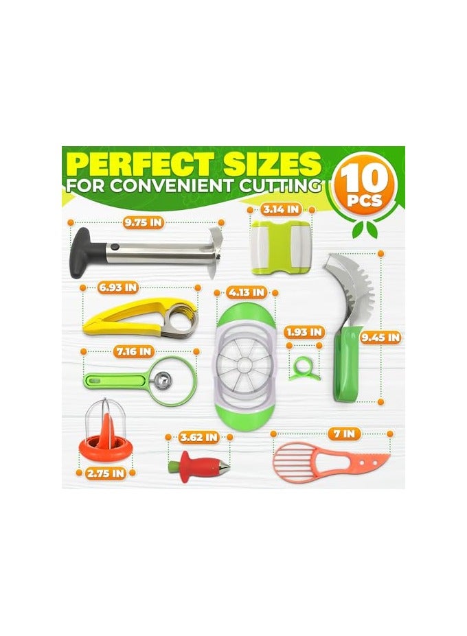 erorex Fruit Slicer Peeler Set of 10-Pineapple Corer,Avocado Knife,Watermelon Slicer,Apple Corer Slicer,Banana Cantaloupe Slicer,Orange Peeler,Strawberry Huller,Vegetable Scraping -Kitchen Fruit Tools - Image 2