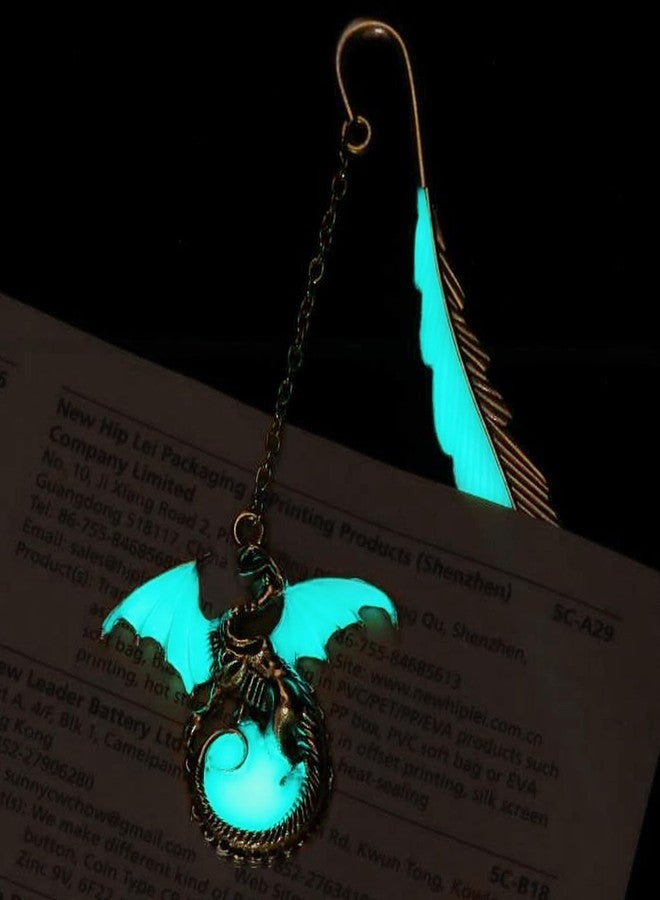 Jeffdad Feather Dragon Bookmark - Glow in The Dark Fantasy Bookmark Gifts for Women & Men (Gold Dragon) - Image 5