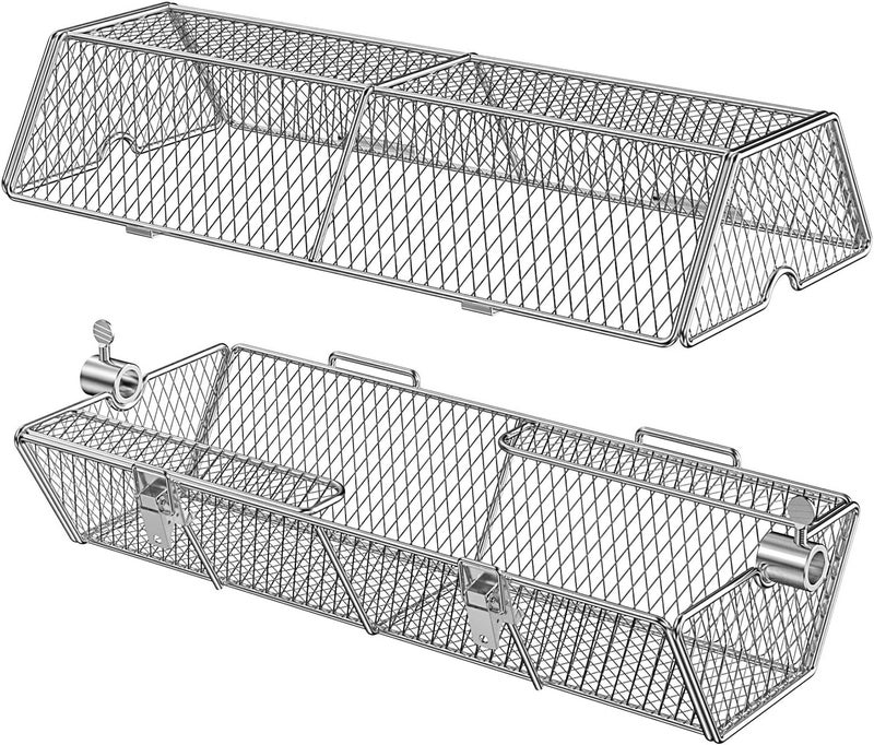 Skyflame Stainless Steel Round Tumble Rotisserie Grill Basket for Partitioned Food Grilling - Fits for 5/16 Inch Square, 3/8 Inch Square, 3/8 Inch Hexagon, 1/2 Inch Hexagon Spit Rods - Image 4
