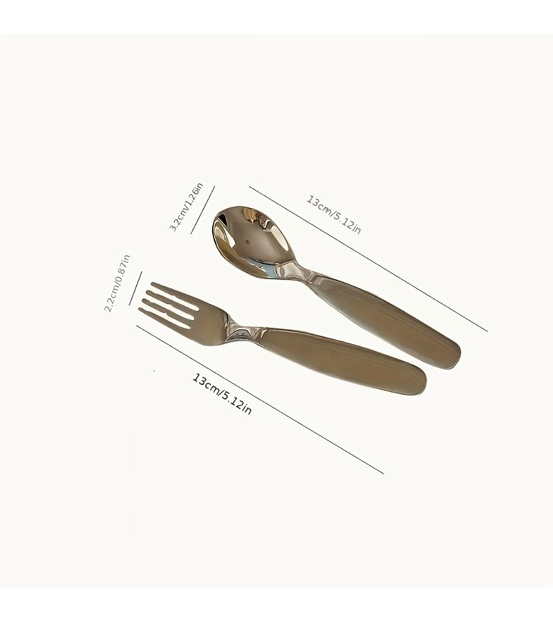 4pcs Dental Care Utensil Set Stainless Steel Fork Spoon for Sensitive Gums - Image 3