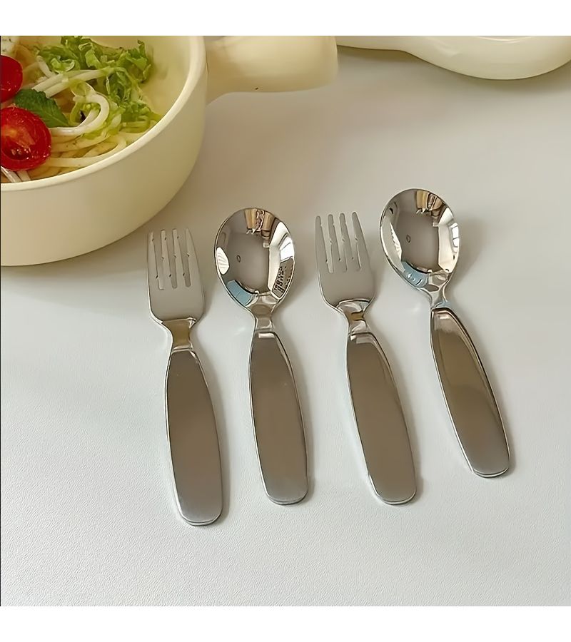 4pcs Dental Care Utensil Set Stainless Steel Fork Spoon for Sensitive Gums - Image 5