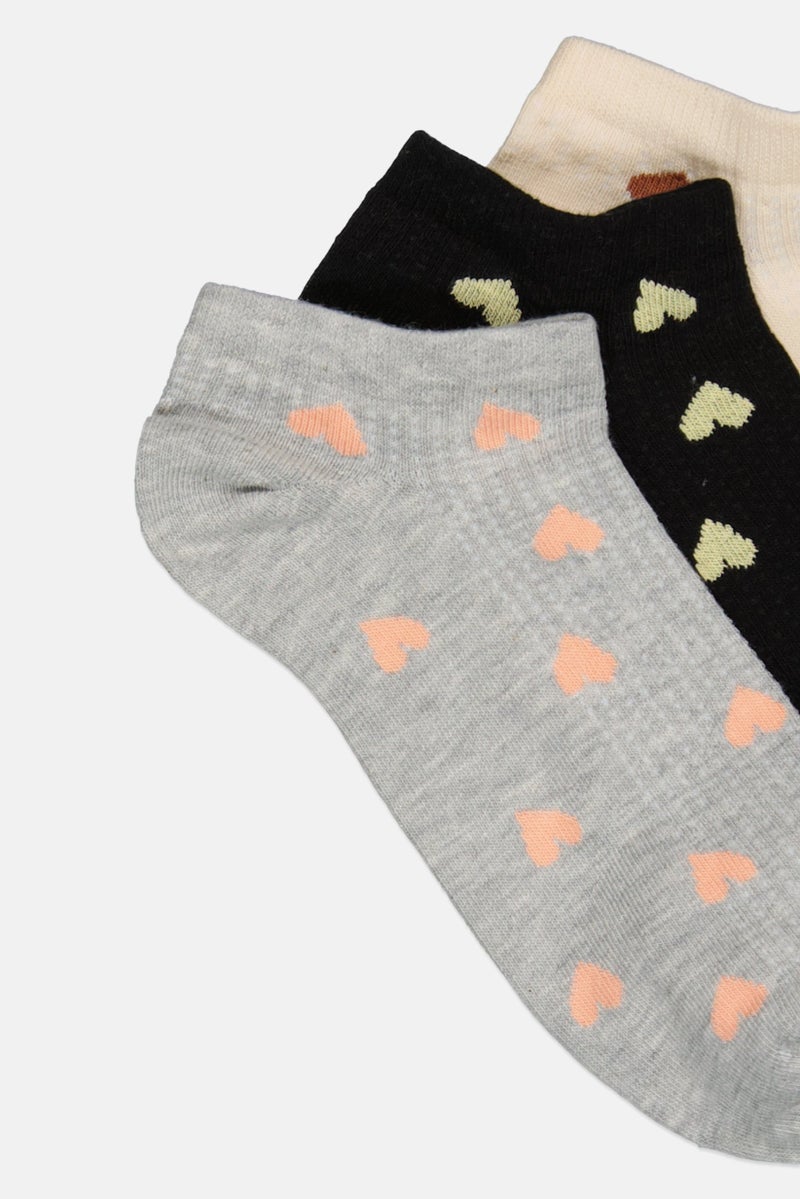 bebe جوارب كاحل نسائية 5 أزواج بطبعة شاملة، متعددة الألوان - Image 3