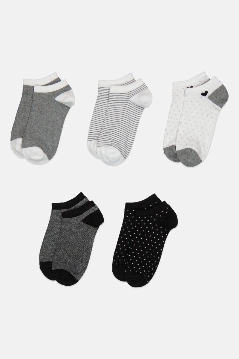 bebe جوارب كاحل نسائية 5 أزواج بطبعة شاملة، متعددة الألوان - Image 5