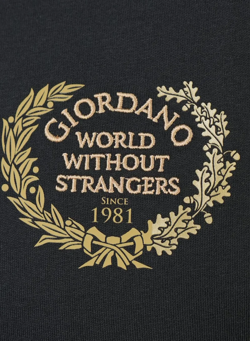 GIORDANO  Men’s Relaxed Fit Printed Crew Neck Cotton Jersey Tee for Men | Best Price UAE