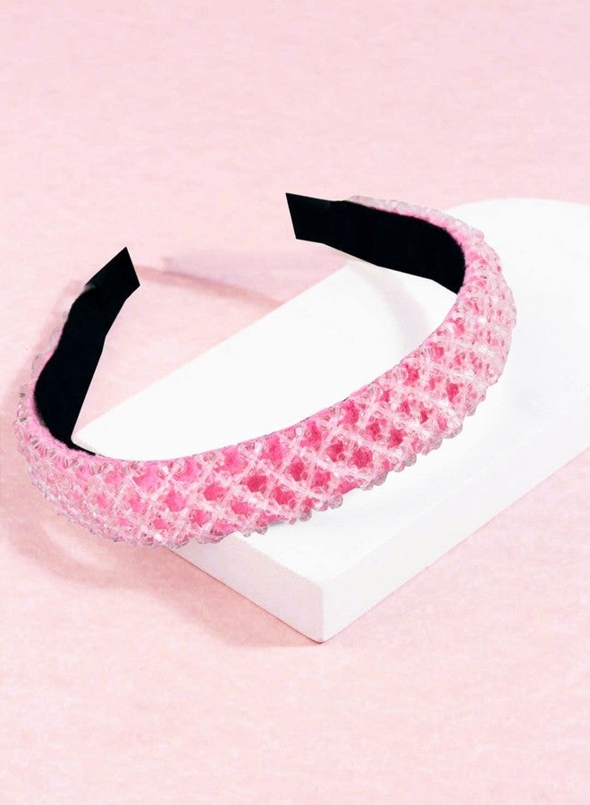 OOMPHelicious Jewellery Pink Crystal Studded Fashion Party Thick Hair Band Head Band For Women & Girls Stylish Latest (HRO22_AMR2) - Image 5