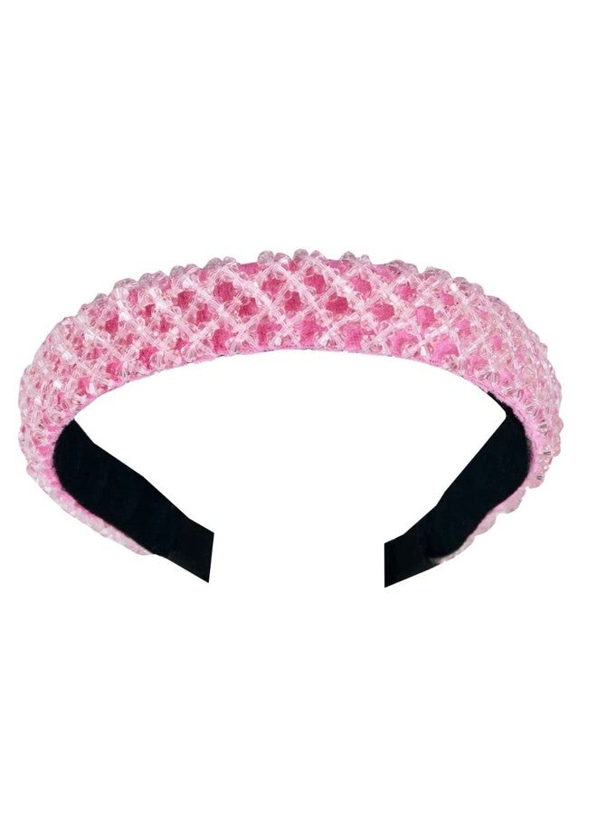 OOMPHelicious Jewellery Pink Crystal Studded Fashion Party Thick Hair Band Head Band For Women & Girls Stylish Latest (HRO22_AMR2) - Image 3
