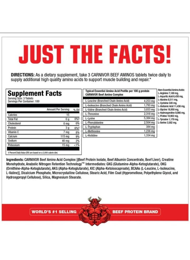 MUSCLEMEDS - Musclemeds, Carnivor Beef Amino, 300 Tabs - Image 1