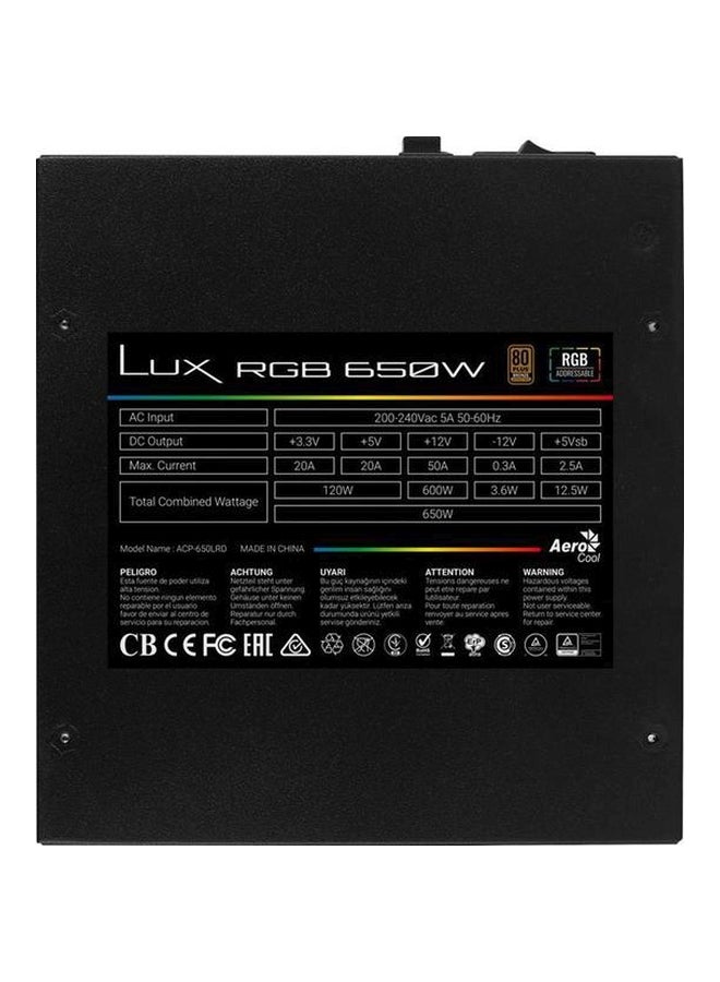 AeroCool Lux RGB Power Supply Unit Black - Image 3