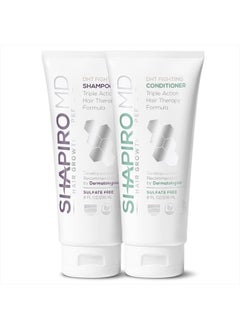Hair Loss Shampoo and Conditioner | DHT Fighting Vegan Formula for Thinning Hair Developed by Dermatologists | Experience Healthier, Fuller & Thicker Looking Hair – Shapiro MD | 1-Month Supply