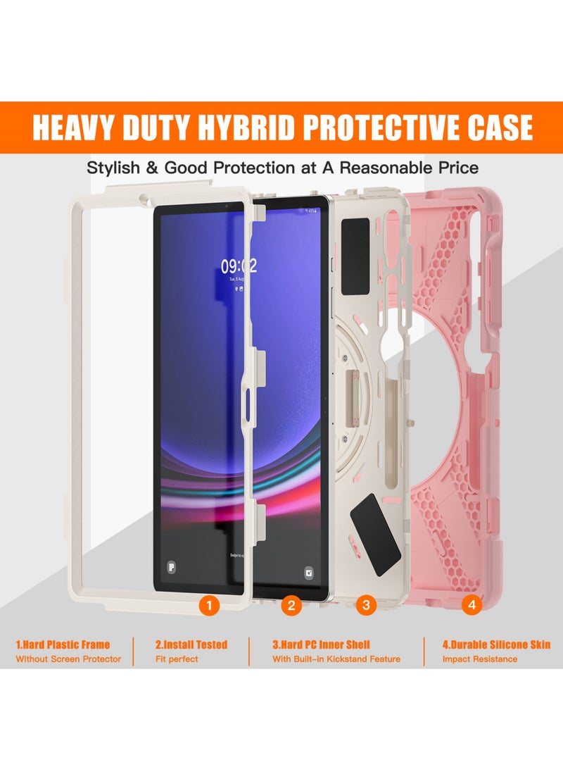 Rock Pow Case for Samsung Galaxy Tab S10 Plus 12.4 Inch 2024/Tab S9 Plus 12.4 2023/S9 FE Plus 12.4 2023/S8 Plus 2022/ S7 FE 2021/ S7 Plus 2020 Case with S Pen Holder Heavy Duty Shockproof Protective Cover with Hand Strap S-Pen Holder/Handle/Rotating Kickstand  - Image 3