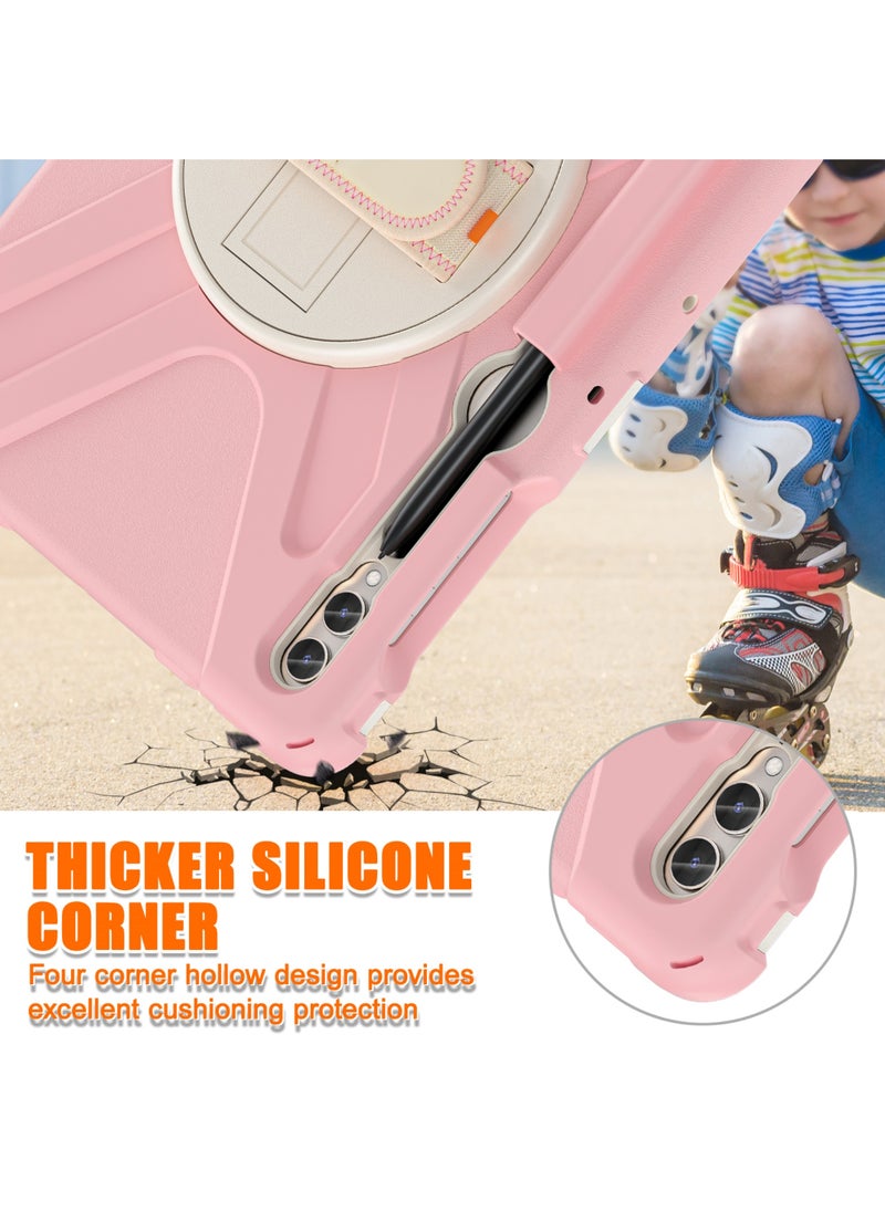 Rock Pow Case for Samsung Galaxy Tab S10 Plus 12.4 Inch 2024/Tab S9 Plus 12.4 2023/S9 FE Plus 12.4 2023/S8 Plus 2022/ S7 FE 2021/ S7 Plus 2020 Case with S Pen Holder Heavy Duty Shockproof Protective Cover with Hand Strap S-Pen Holder/Handle/Rotating Kickstand  - Image 5