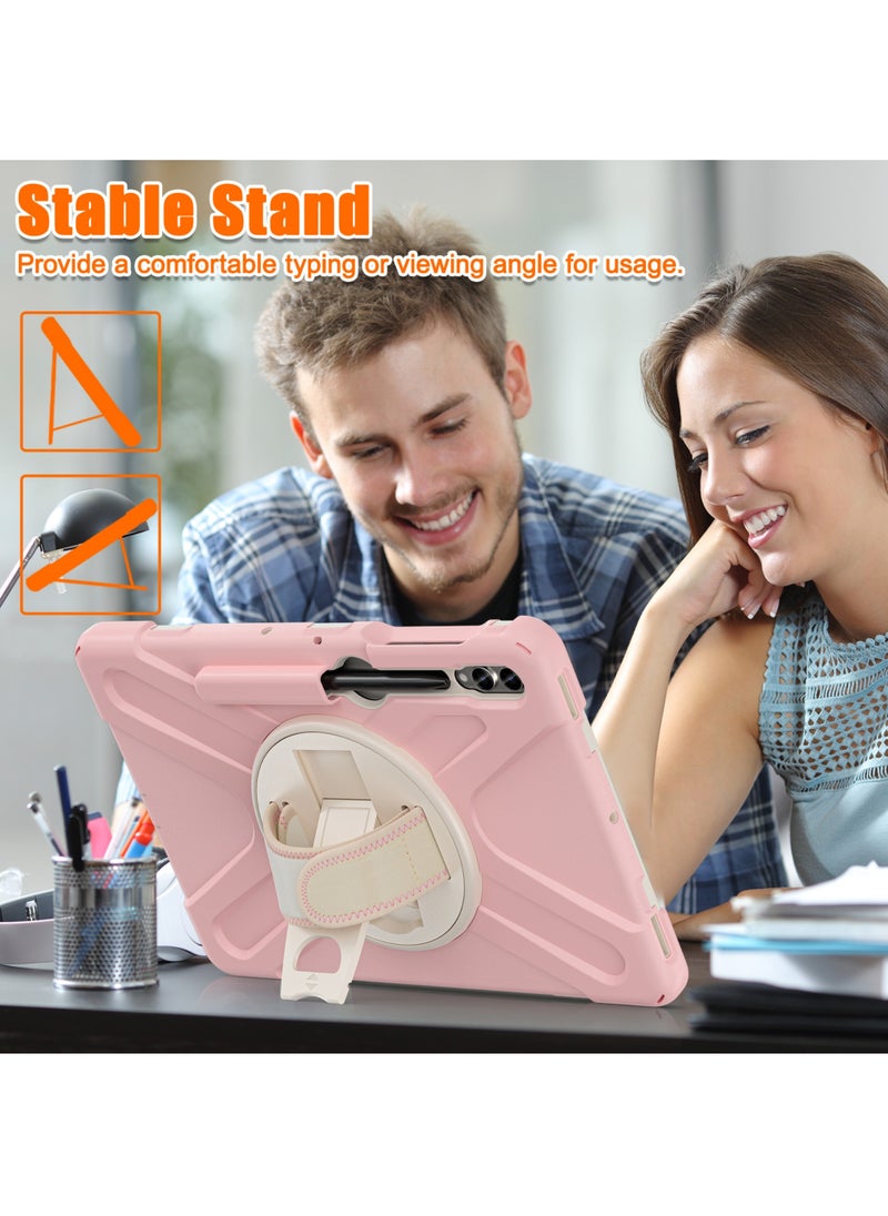 Case for Samsung Galaxy Tab S10 Plus 12.4 Inch 2024/Tab S9 Plus 12.4 2023/S9 FE Plus 12.4 2023/S8 Plus 2022/ S7 FE 2021/ S7 Plus 2020 Case with S Pen Holder Heavy Duty Shockproof Protective Cover with Hand Strap S-Pen Holder/Handle/Rotating Kickstand