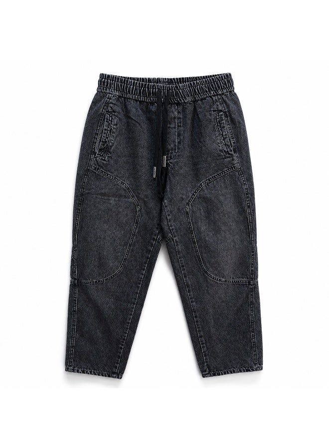 Men’s Casual Denim Jogger Pants with Elastic Waist and Adjustable Drawstring, Relaxed Tapered Fit with Practical Pockets - Image 2