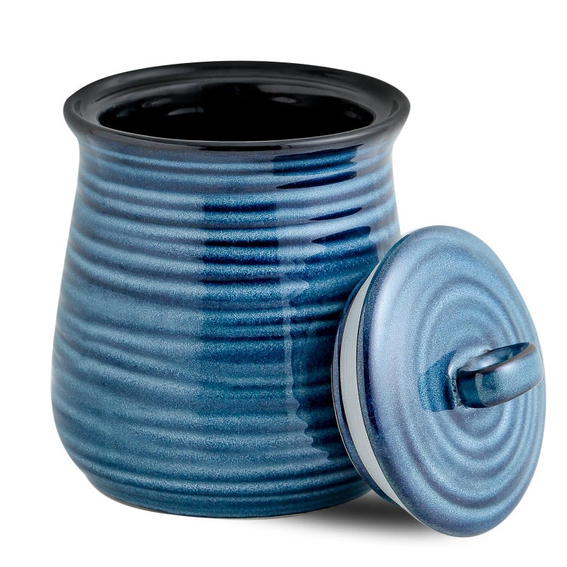 Tikooere Ceramic Kitchen Canister, Large Food Storage Jar with Aritight Lid for Coffee,Tea,Sugar,Flour,Cookie,Candy,Cereal,Dog Treat, 35 oz Coffee Canister for Kitchen Countertop, Blue - Image 1