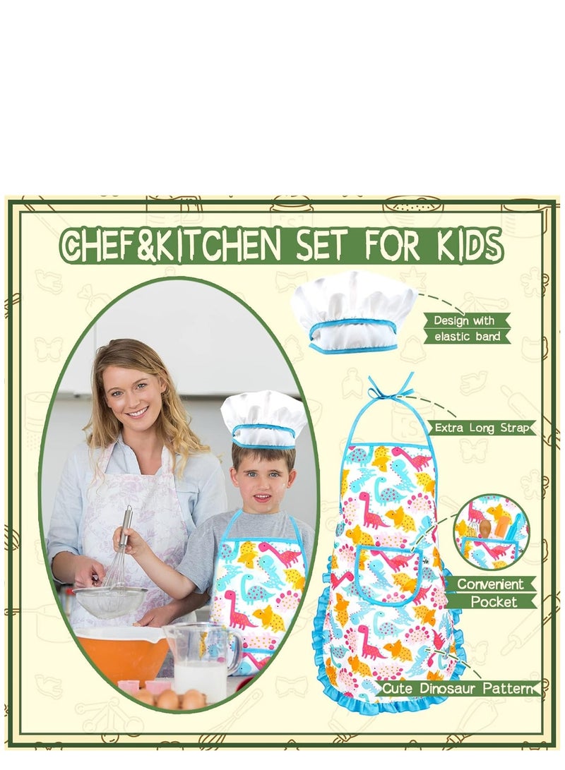SYOSI Kids Baking Chef Set, 26Pcs with Dinosaur Apron & Hat Role Play Cooking Chef Cooking Dress Up Toys, Pretend Play Kitchen Toys Gifts for Boys Girls Aged 3-8 - Image 3