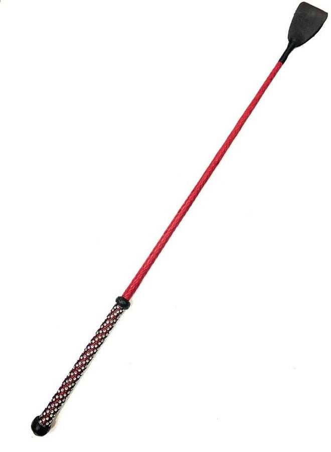 Pets Triangle 25 inches Crystal Leather Braided Unbreakable Stick, RED - Image 1