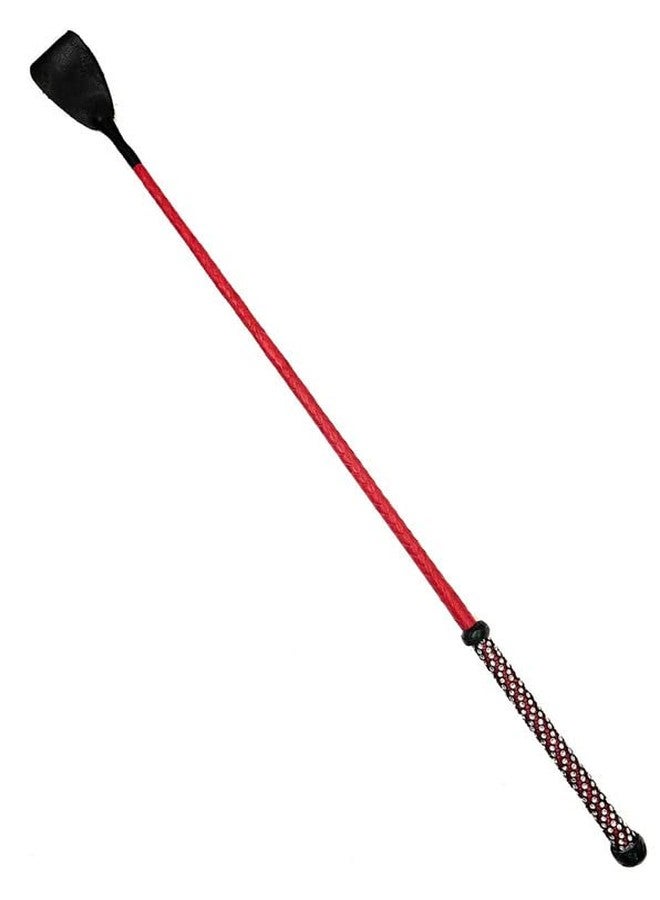 Pets Triangle 25 inches Crystal Leather Braided Unbreakable Stick, RED - Image 2