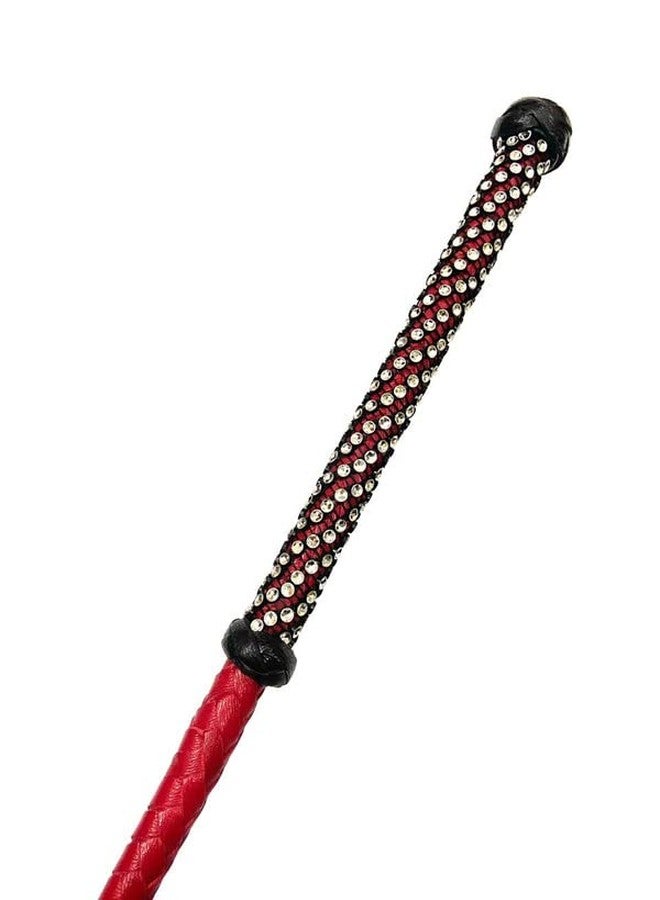 Pets Triangle 25 inches Crystal Leather Braided Unbreakable Stick, RED - Image 4