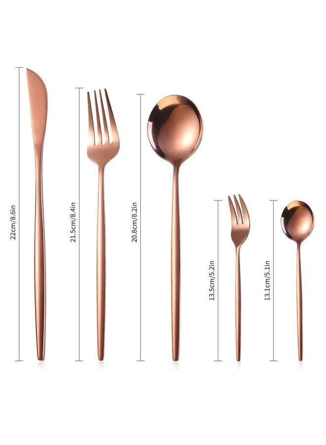 aDai Korean Premium 20 Piece Stainless Steel Cutlery Set | Modern Flatware for Dining | Elegant Gift Box for Everyday Use (Rose Gold) - Image 4