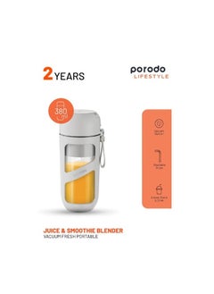 TechFort Porodo LifeStyle Vacuum Fresh Portable Juicer & Smoothie Blender 380mL 1500mAh - White  - Image 1