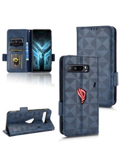 HuHa Case Cover For Asus ROG Phone 3 Strix / 3 ZS661KL Symmetrical Triangle Leather Phone Case Blue 