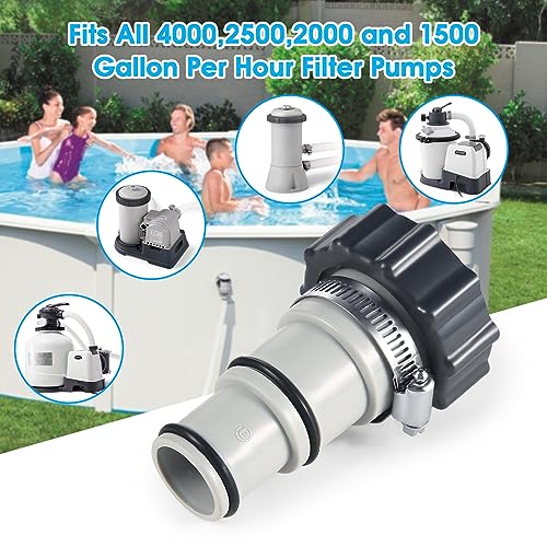 Tooetoy Pool Hose Adapter A w/Collar Replacement for Intex Threaded Connection Pumps PN. 25007,Converts 1.5" & 1.25" Hose,Above Ground Swimming Pool Accessories with Clamps,4-pack - Image 2