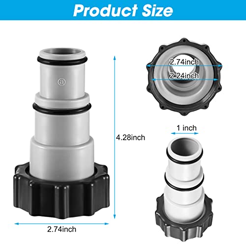 Tooetoy Pool Hose Adapter A w/Collar Replacement for Intex Threaded Connection Pumps PN. 25007,Converts 1.5" & 1.25" Hose,Above Ground Swimming Pool Accessories with Clamps,4-pack - Image 3