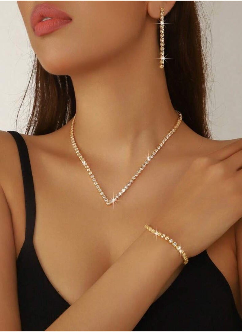 JewelryPalace Amazing Trendy Women's Zirconia Necklace And Earrings And Bracelet  Jewellery Set  - Image 1