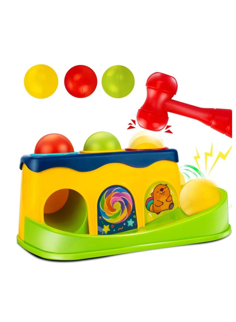 Raxoom Hammering Pounding Bench Toys for Kids with Ball Roll Rover, Hammer Toy & 3 Balls | Pound a Ball Early Toy | Hammer Case Pounding Bench For Kids 1 2 3 Years Boys Girls (Hammer Toy) - Image 1