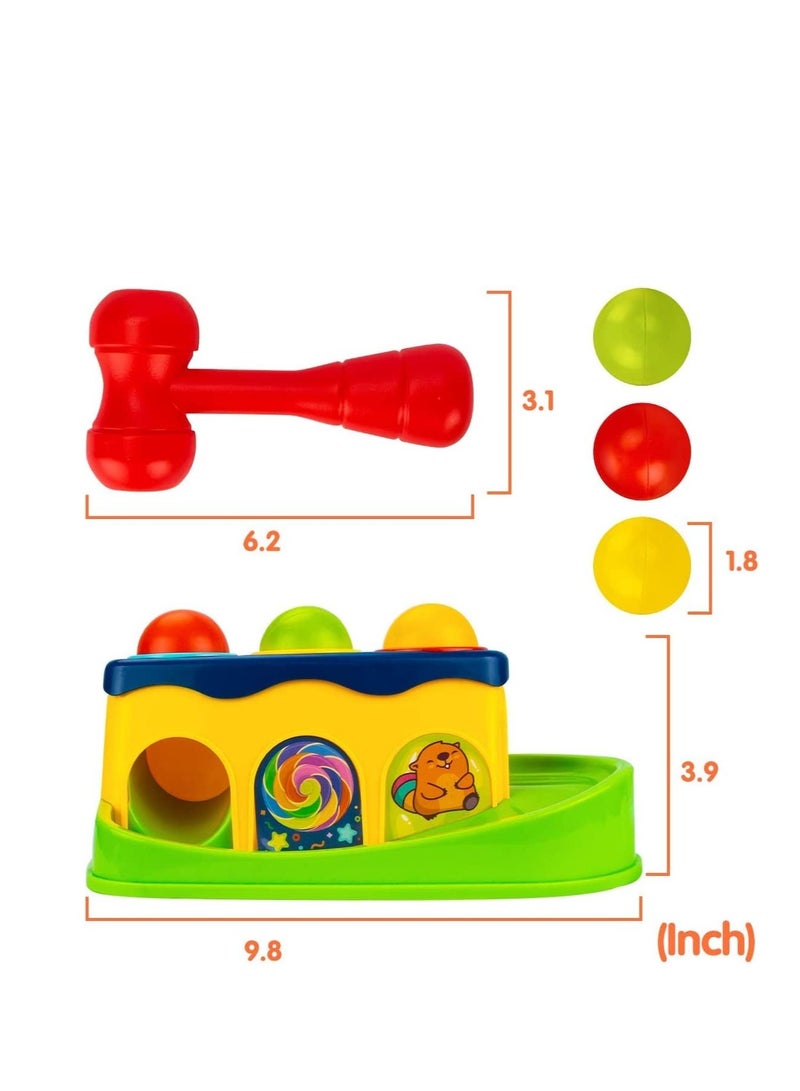 Raxoom Hammering Pounding Bench Toys for Kids with Ball Roll Rover, Hammer Toy & 3 Balls | Pound a Ball Early Toy | Hammer Case Pounding Bench For Kids 1 2 3 Years Boys Girls (Hammer Toy) - Image 2