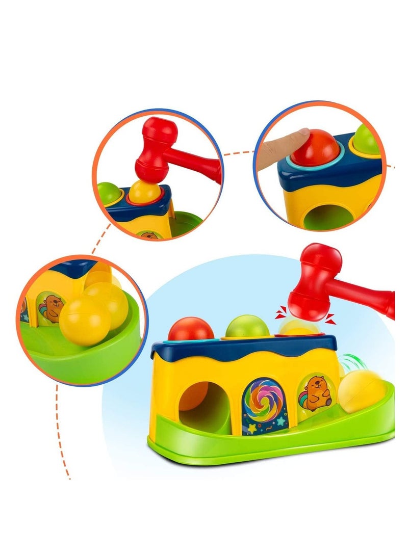Raxoom Hammering Pounding Bench Toys for Kids with Ball Roll Rover, Hammer Toy & 3 Balls | Pound a Ball Early Toy | Hammer Case Pounding Bench For Kids 1 2 3 Years Boys Girls (Hammer Toy) - Image 5