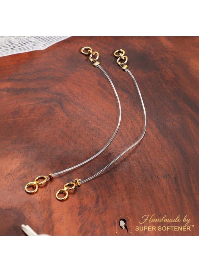 SUPER SOFTENER Gold Plated Transparent, Stretchable, Adjustable, Lightweighted Ear Chain For Heavy Earrings – Comfortable Support Women & Girls (2 Pair) With Invisible Lobe Patches - Image 3