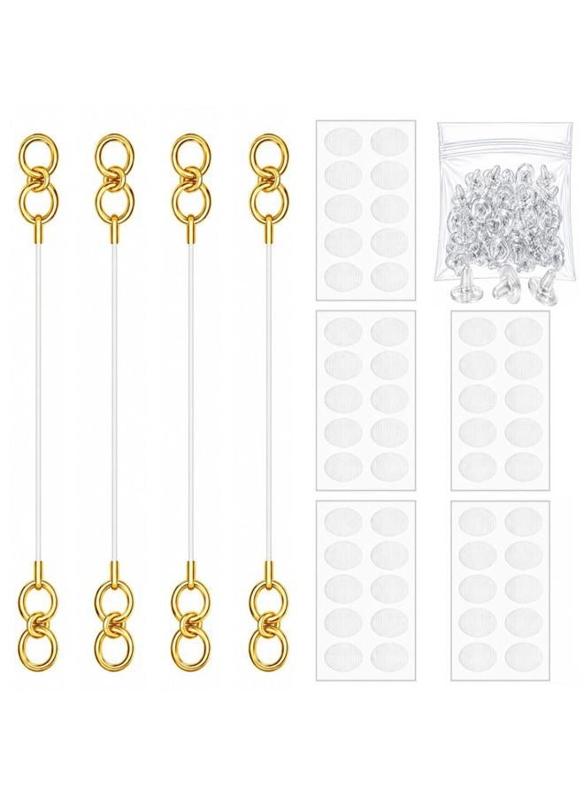 SUPER SOFTENER Gold Plated Transparent, Stretchable, Adjustable, Lightweighted Ear Chain For Heavy Earrings – Comfortable Support Women & Girls (2 Pair) With Invisible Lobe Patches - Image 1